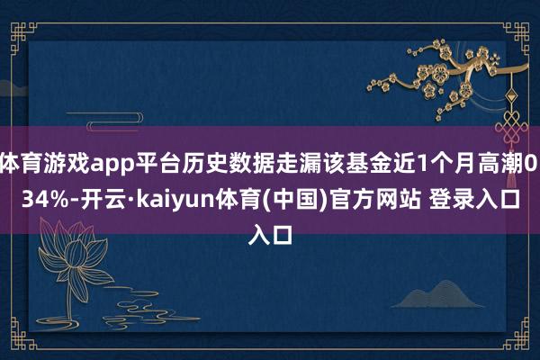 体育游戏app平台历史数据走漏该基金近1个月高潮0.34%-开云·kaiyun体育(中国)官方网站 登录入口